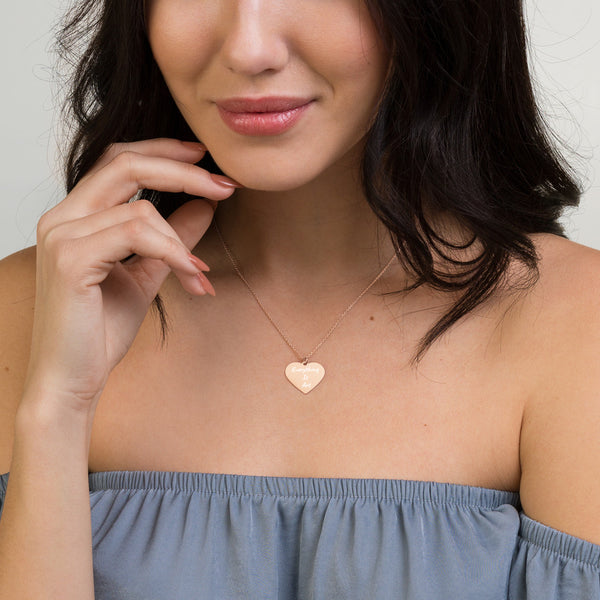 Engraved Silver Heart Necklace
