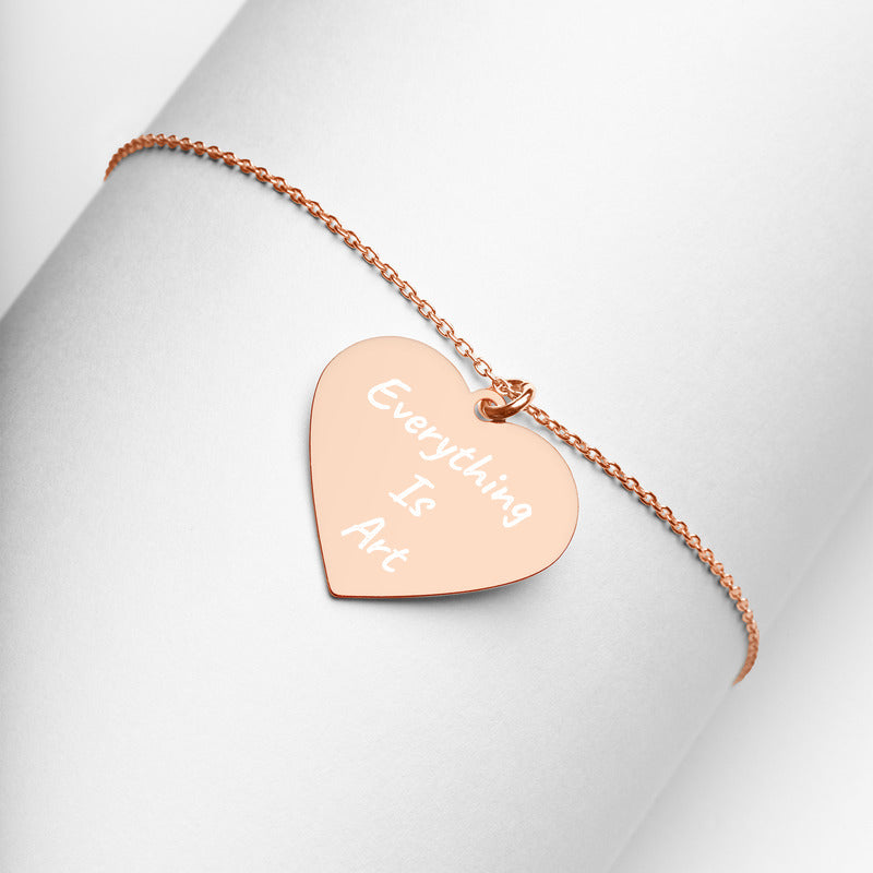 Engraved Silver Heart Necklace