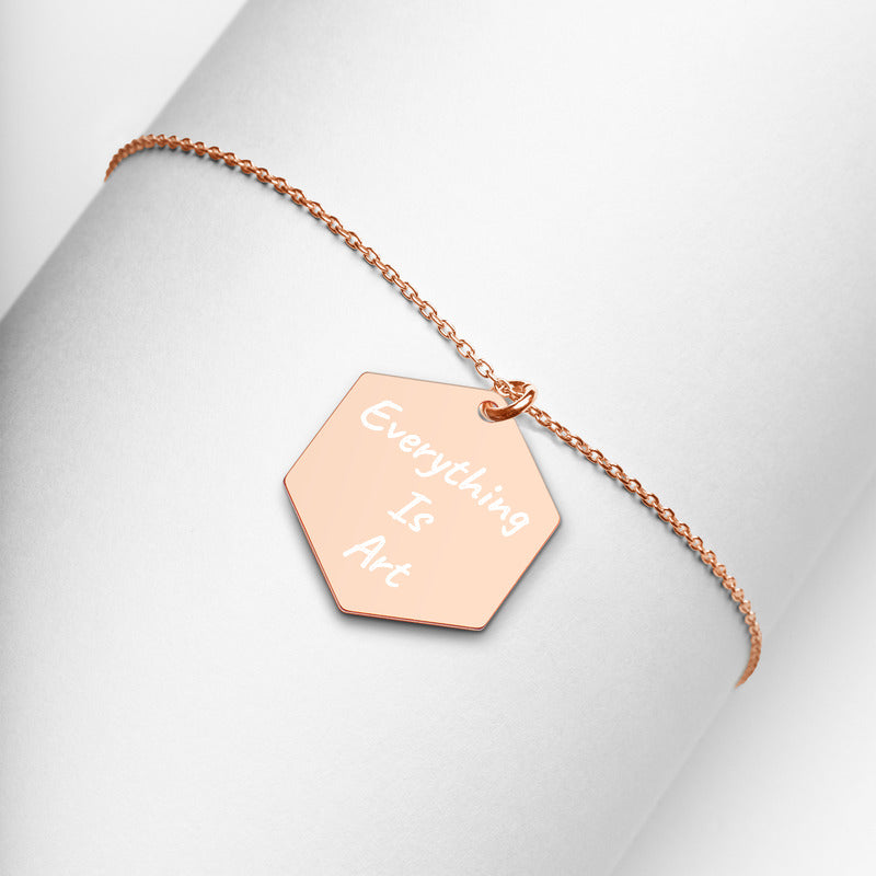 Engraved Silver Hexagon Necklace