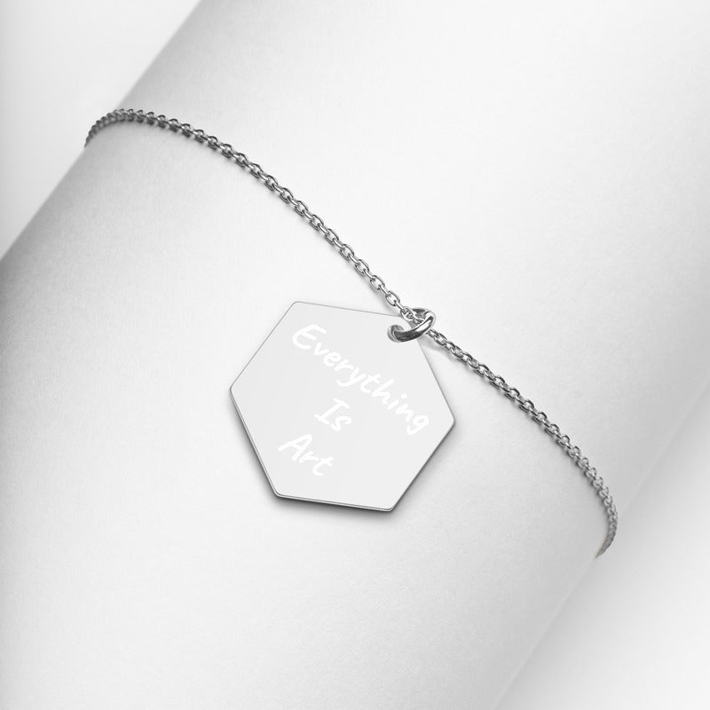 Engraved Silver Hexagon Necklace